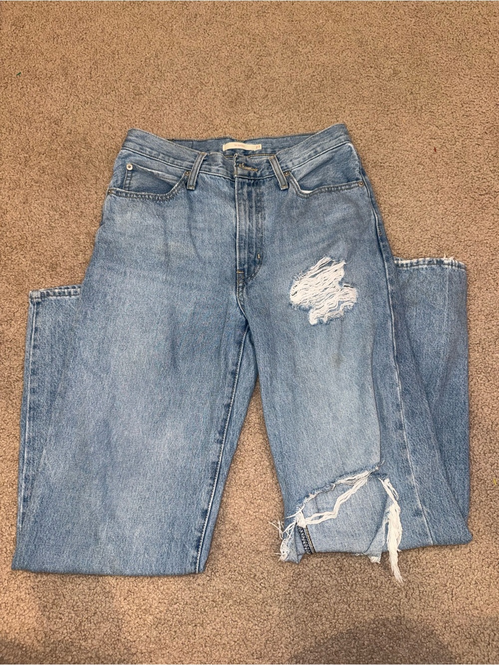 Levi's Light Blue Straight-Leg Distressed Jeans